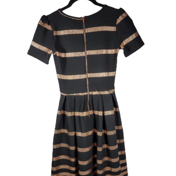 LuLaRoe Amelia Dress Black and Copper Striped XXS 0 Party Christmas New Years - Picture 5 of 7